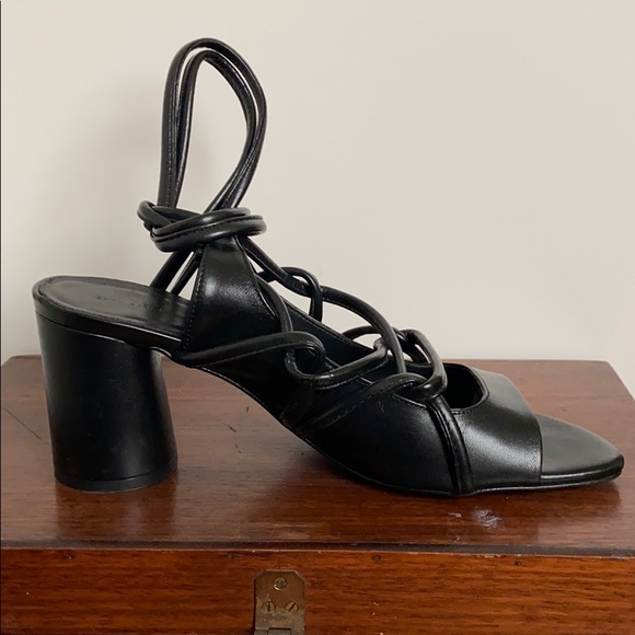Black lace up leather heels by Zara
